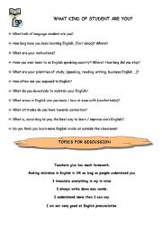 English worksheet: WHAT KIND OF STUDENT ARE YOU