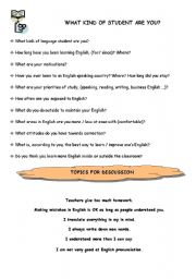 English Worksheet: WHAT KIND OF STUDENT ARE YOU