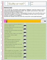 English Worksheet: Guilty or not? 