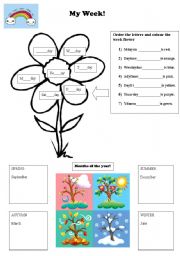 English Worksheet: My week, seasons and months