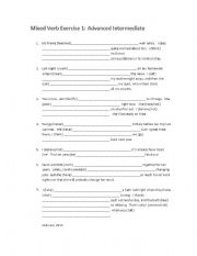 English Worksheet: Mixed Verb Exercise 1 - Advanced Intermediate