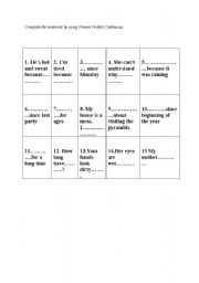 English Worksheet: present perfect continuous 