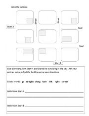English Worksheet: Directions in the city