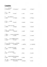 English worksheet: Verbal Tenses Quick Test