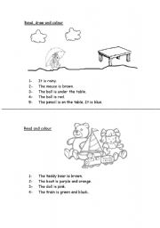 English worksheet: Read and colour