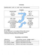 English Worksheet: Invitations with polite declines