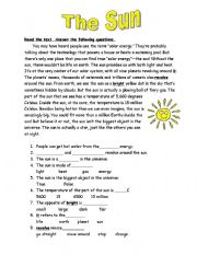 English Worksheet: The Sun