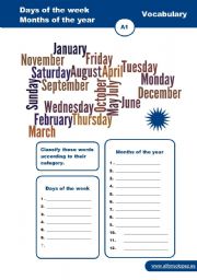 English Worksheet: Days and Months