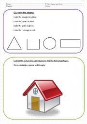 English Worksheet: shapes and colors