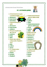 English Worksheet: St Patrick quizz