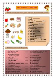 English Worksheet: Food idioms and proverbs