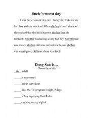 English Worksheet: Pronoun Practice Warm up Activity 