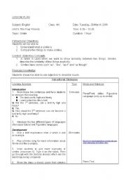 English Worksheet: Simile Lesson Plan