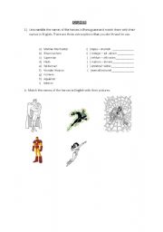 English Worksheet: Heroes