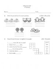 English Worksheet: spelling test