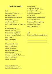 English worksheet: SongHeal the world