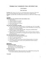 English Worksheet: Managing Large Communicative Classes with Student Teams