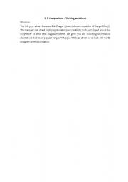 English Worksheet: writing an advert