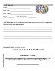 English Worksheet: book report