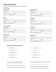 English worksheet: Trip to the Grocery Store
