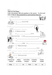 English worksheet: What are you doing?