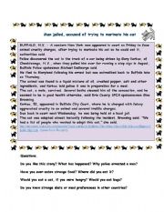 English Worksheet: Man jailed, accused of trying to marinate his cat_reading comprehension