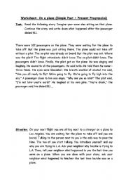 English worksheet: On a plane