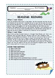English Worksheet: READING: RICHARD
