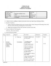 English Worksheet: Daily routine lesson plan