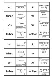 English Worksheet: Core word dominoes