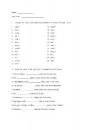 English worksheet: simple present tense exercise