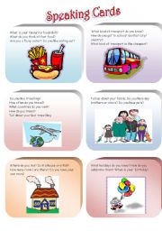 English Worksheet: Speaking cards part 1