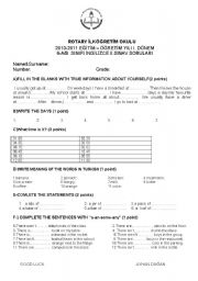 English Worksheet: 6th grade 2nd exam