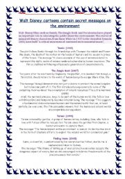 English Worksheet: DISNEY AND THE ENVIRONMENT