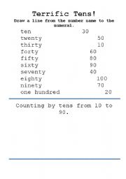 English worksheet: Terrific Tens