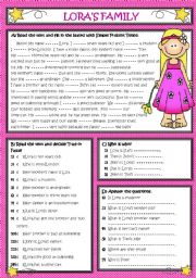 English Worksheet: LORAS FAMILY - Simple Present 