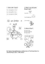 English worksheet: Mr Krab