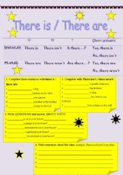 English Worksheet: there is there are