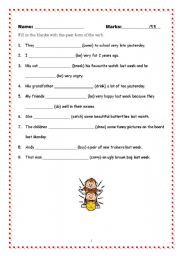 English worksheet: Past Tense Exercise