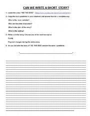 English Worksheet: CAN YOU WRITE A SHORT STORY?