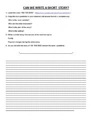 English worksheet: CAN YOU WRITE A SHORT STORY?