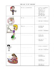 English Worksheet: Jobs and the verb 