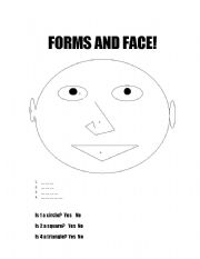 English worksheet: Forms and face