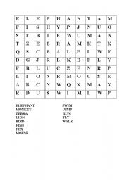 English worksheet: Animals word search