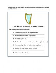 English Worksheet: IRISH MUSICAL INSTRUMENTS GAME