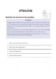 English worksheet: Stealing