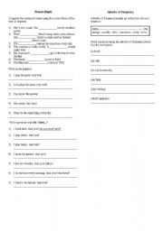 English worksheet: Present Simple and Adverbs of Frequency