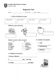 English Worksheet: Diagnostic test 4th level