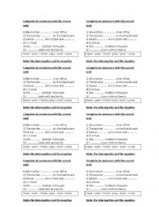 English Worksheet: Simple Present small test