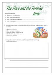 English worksheet: The Hare and the  Tortoise - Fable